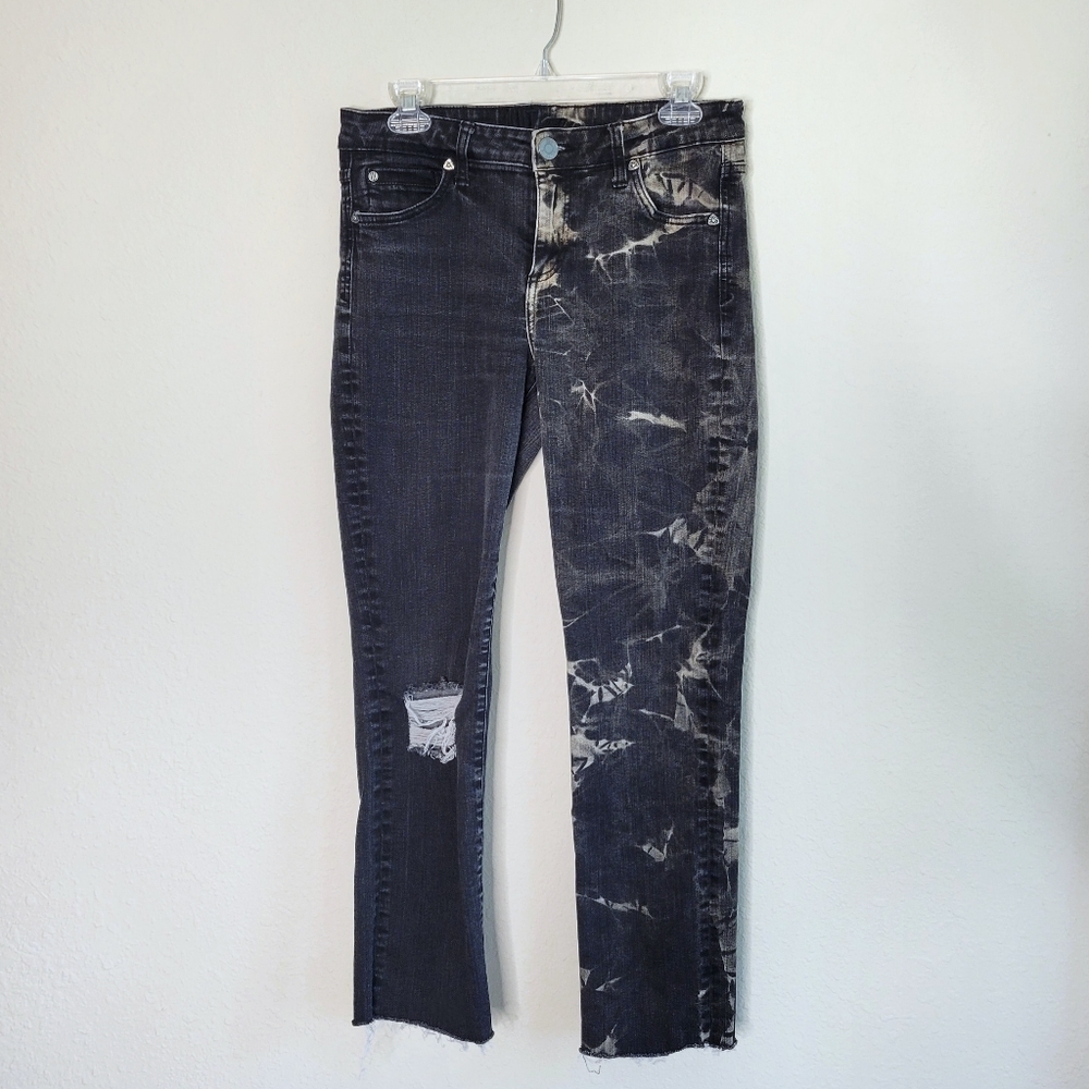 Kut from the Kloth Black DIY Distressed Bleach Dyed Jeans Size 8 GUC